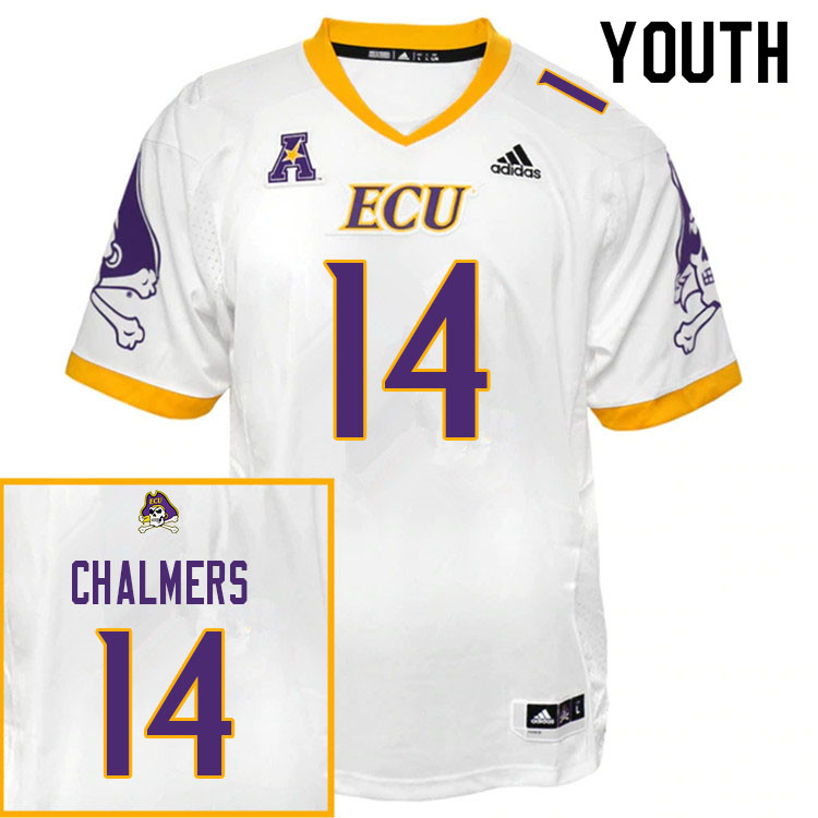 Youth #14 Jayden Chalmers ECU Pirates College Football Jerseys Sale-White